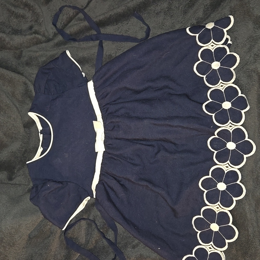 Bonnie Jean Dark Blue Dress with Tie in the Back